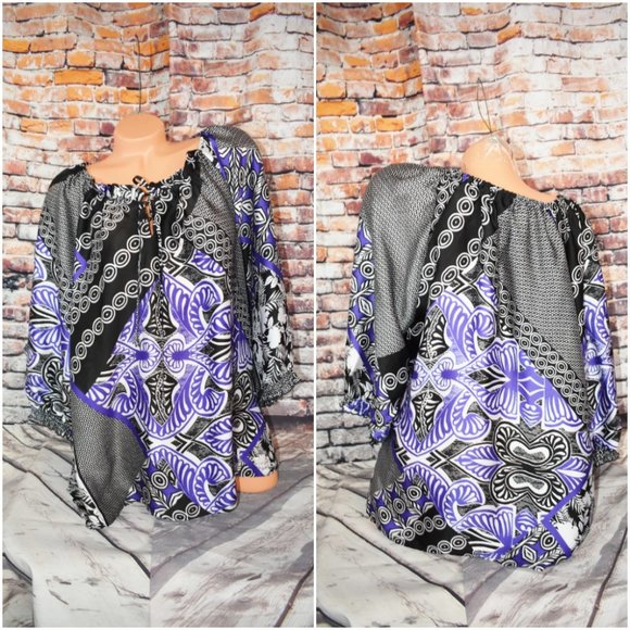 Syble Martin Plus Size 20W Blouse Top Circles - Picture 1 of 12